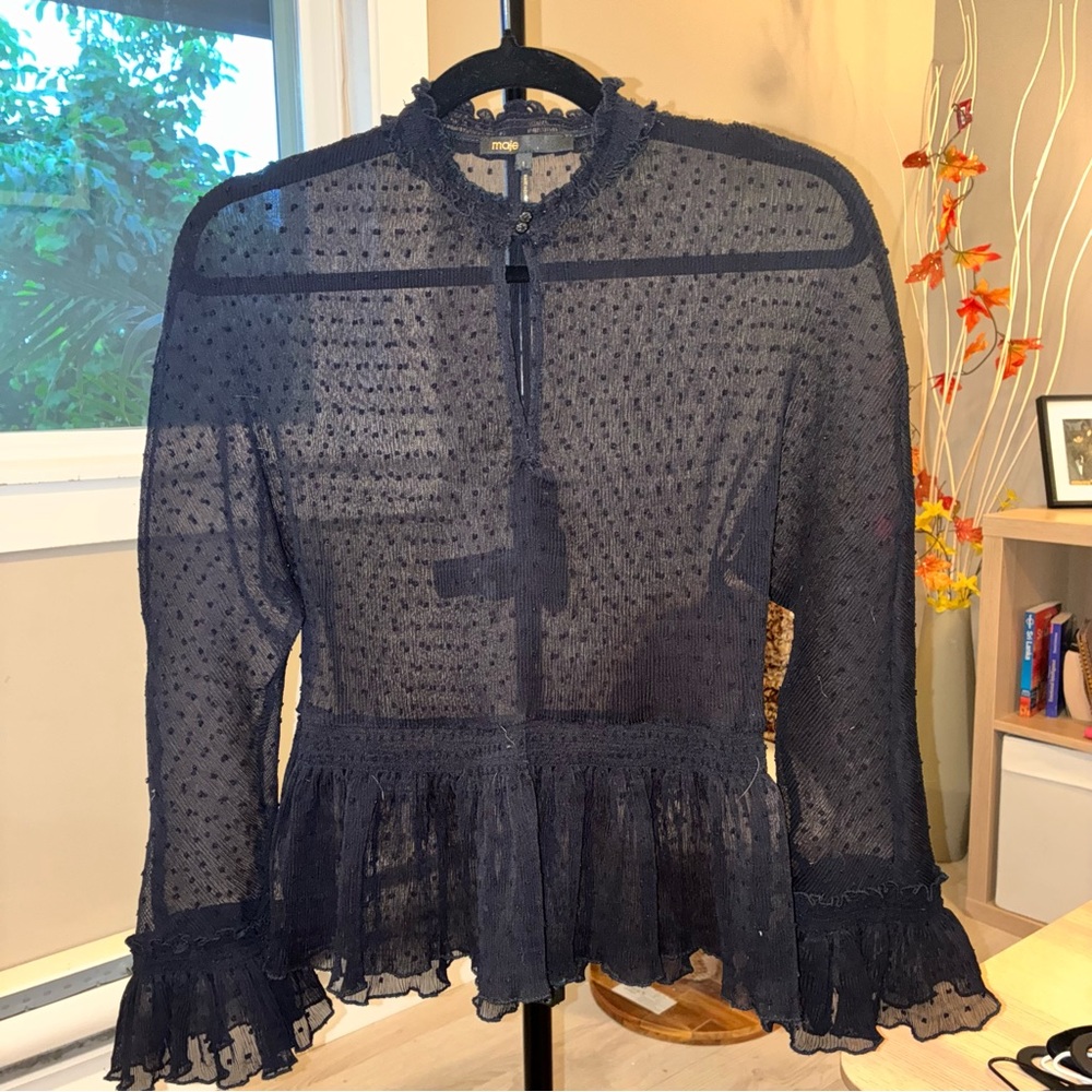 Maje Midnight Ruffle Top